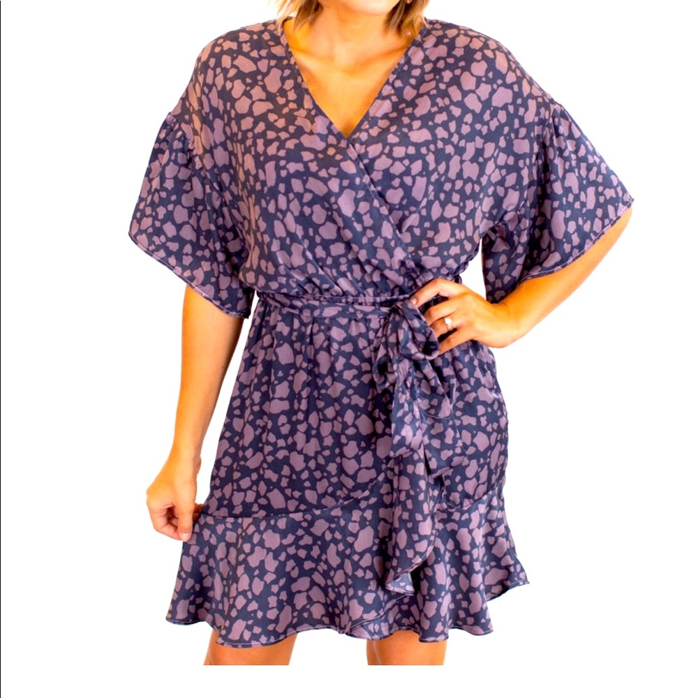 NWOT Satin Animal Print Tie Dress! Size Small!